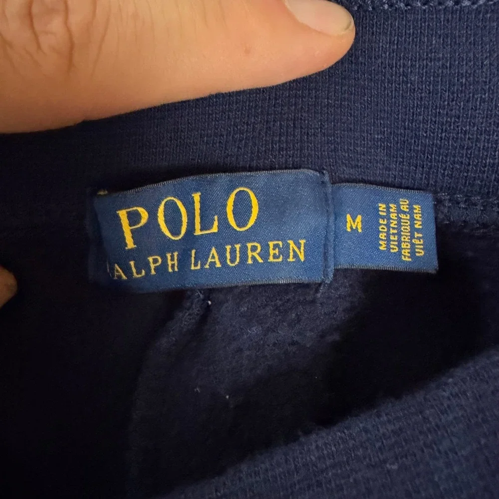 Polo Ralph Lauren Mens Navy Blue Yellow Pony Fleece Joggers Sweatpants Size M